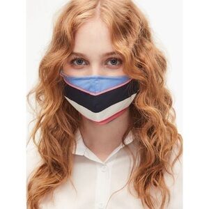 Kate Spade Blue Pink Stripe Berber Fashion Face Mask Wire Nose Elastic Loops